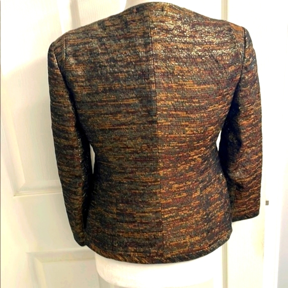 Wilfred Cropped Brown Tailored Blazer with Metallic Sheen Size 6 - Picture 5 of 14